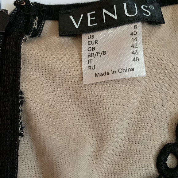 ❤️VENUS Black Lace Overlay Bodycon Dress Size 8 - Picture 7 of 10